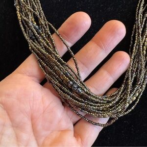 Coldwater Creek Copper Brass brown Tone Multi-Strand Seed Bead Necklace Jewelry